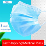 50/100/200 Pcs 3 Ply Face Mask